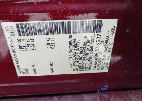 2017 Nissan Maxima 3.5 Platinum/3.5 S/3.5 Sl/3.5 Sr/3.5 Sv z USA, uszkodzony, nr VIN 1N4AA6AP9HC378527